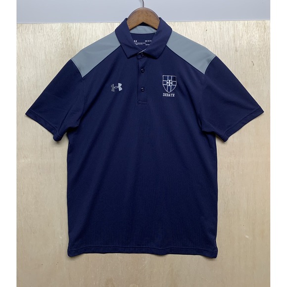 Under Armour Golf Polo Shirt Men's Medium Heat Gear Loose Short Sleeve Blue - Picture 1 of 6